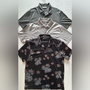TravisMathew Golf Polo Shirt Lot 3 Mens XL Floral Gray Green Performance
